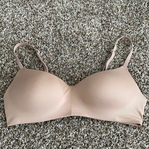 Comfy beige wireless bra.